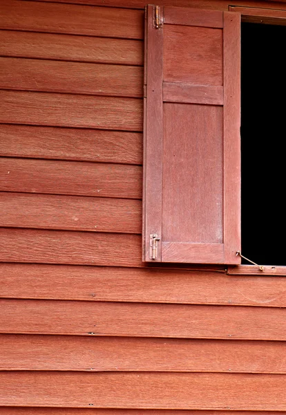 Red wooden wall and windows background — Stock Photo, Image