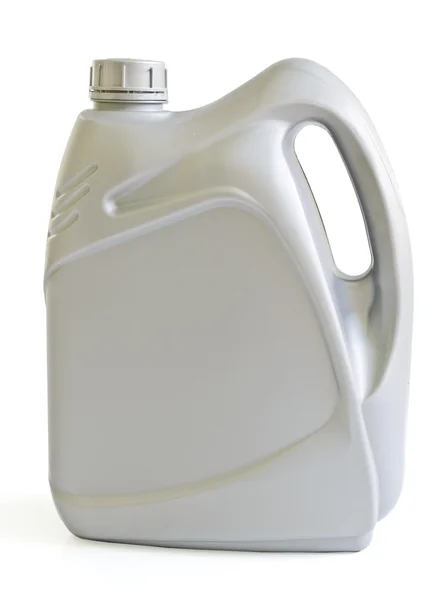 マシン油乳剤白背景と灰色のキャニスター — ストック写真