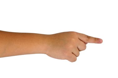 çocuk elini tutarak üzerinde beyaz izole