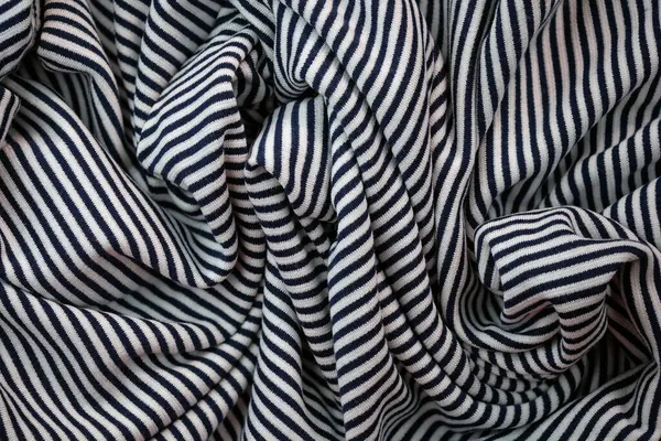 Pleats Striped Jersey Top View Draped Fabric Black White Striped — Stock Photo, Image