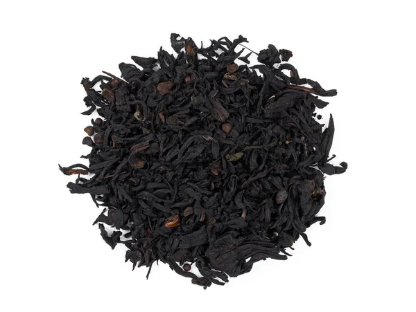 Černý Čaj Velké Listy Suché Bílém Pozadí Suchý Černý Čaj — Stock fotografie