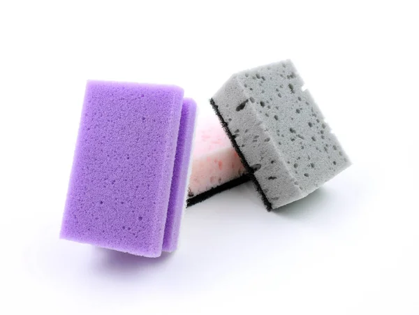 Kolorowe Gąbki Mycia Naczyń Białym Tle Gąbki Zmywania Naczyń Innych — Zdjęcie stockowe