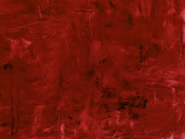 Artistic hand painted multi layered dark red background. Art Abstract acrylic smear blot painting wall. messy wall stucco texture background.