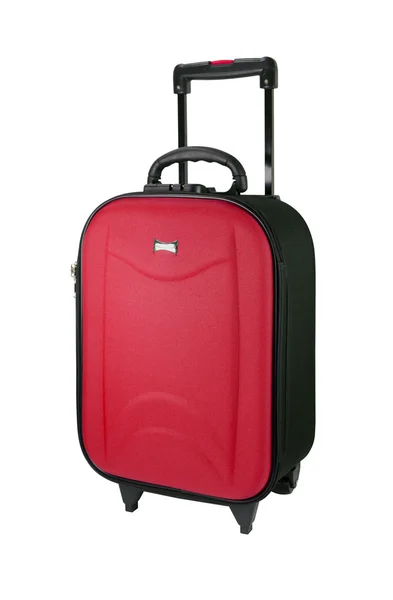 Czerwony podróży bagażu na białym tle na białym tle. — Zdjęcie stockowe
