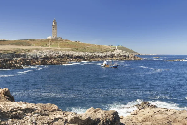 Espanha, Galiza, A Coruna, Hércules Tower Lighthouse Imagem De Stock