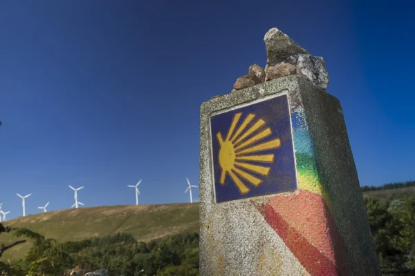 İspanya, Galiçya, Camino de Santiago kilometre taşı
