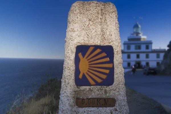 İspanya, Galiçya, Fisterra, kilometre taşı — Stok fotoğraf