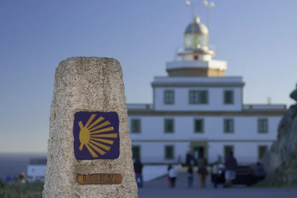 İspanya, Galiçya, Fisterra, kilometre taşı — Stok fotoğraf