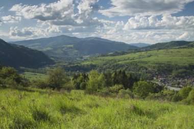 Poland, Panoramic Viev of Gorce Mountain Range, Spectacular Clou clipart