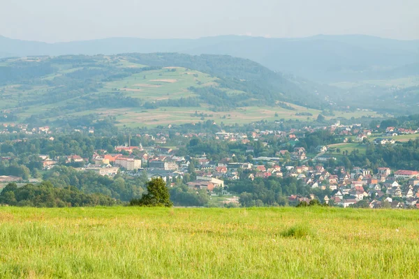 Pologne Région Malopolska Viev Panoramique Mszana Dolna Town Beskid Wyspowy — Photo