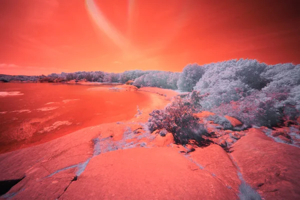 Réserve Naturelle Stora Amund Island Dans Infrarouge — Photo