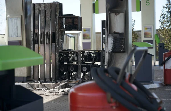 Gas Station Broken Station Shell Explosion Exploded Gas Station War — Photo