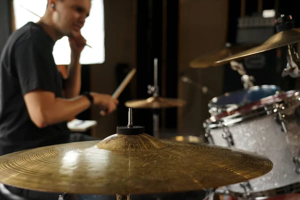 High Hat Crash Cymbal Close Studio Drum Kit — Stock Photo, Image