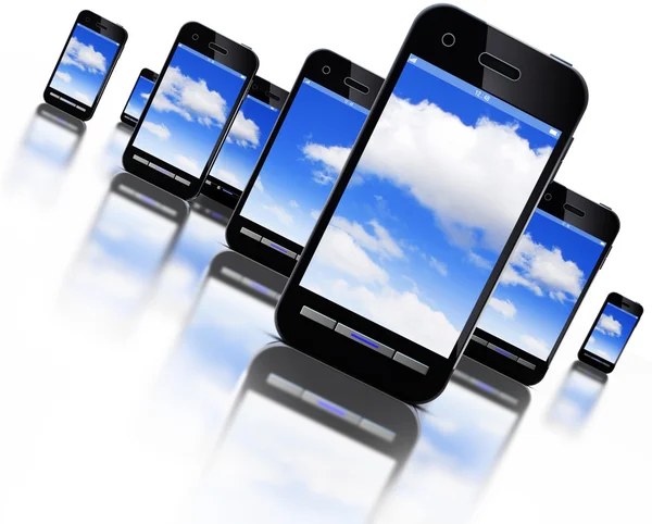 Cloud een smartphones — Stockfoto