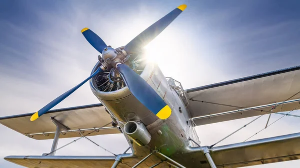 Propeller Eines Historischen Doppeldeckers — Stockfoto