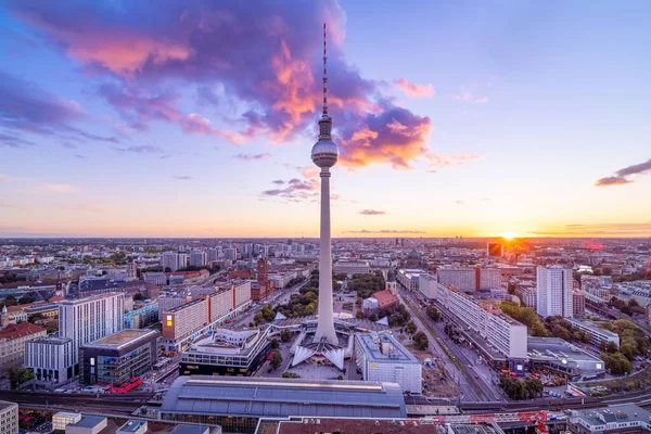 Panoramautsikt Över Centrala Berlin Solnedgången Tyskland — Stockfoto