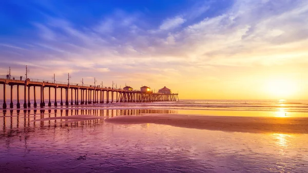 Muelle Huntington Beach Atardecer California —  Fotos de Stock