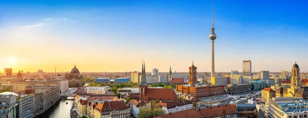 Panoramautsikt Vid Skyline Berlin Solnedgången — Stockfoto