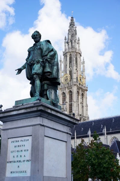 P.P.Rubens and church tower — Stock Photo, Image