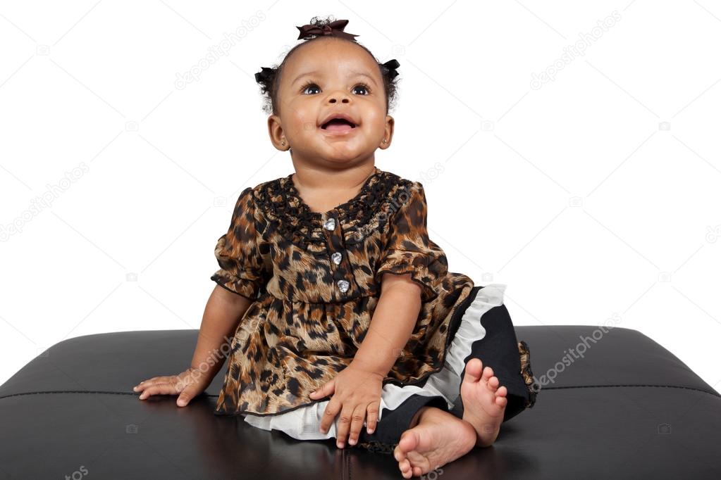Fashionable African American Baby Girl Sitting up
