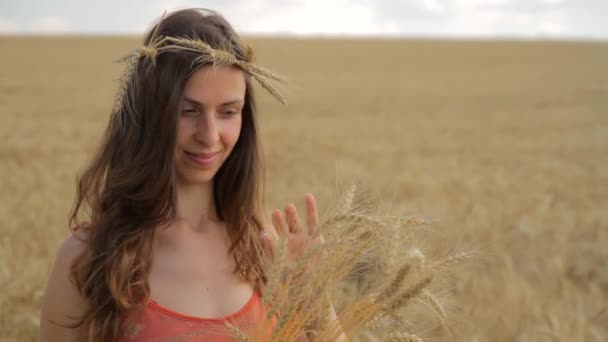 Jolie Jeune Femme Sourire Nature Santé Concept — Video
