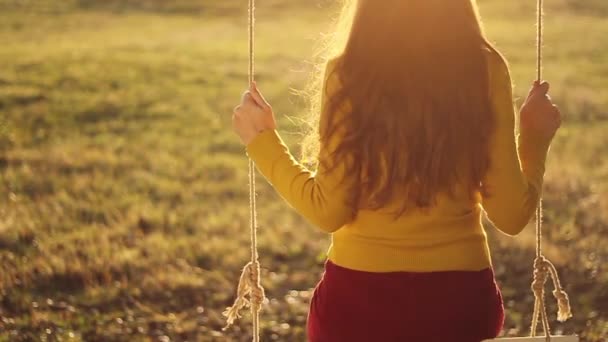 Lonely Woman on Swing — Stock Video