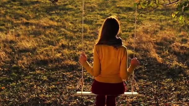 Depressed Woman on Swing — Stock Video