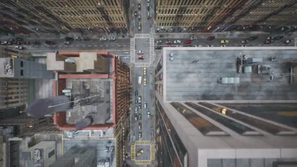 Digital City Downtown Landscape Aerial Flight Intense Highway Traffic Financial — Wideo stockowe