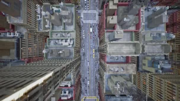 Busy Downtown City Area Fpv Drone Flight Heavy Car Traffic — 图库视频影像