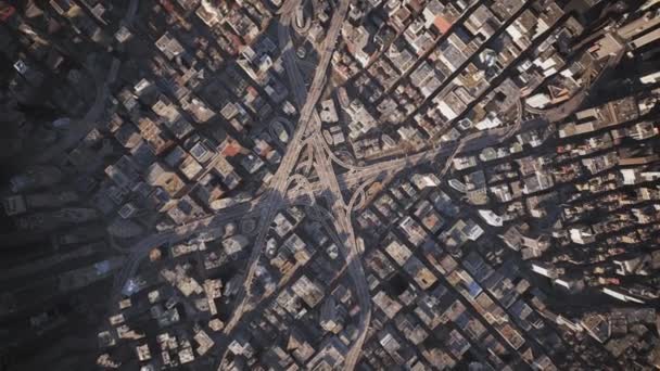 Digital City Overpass Downtown Landscape Aerial Flight Highway Traffic Jams — ストック動画