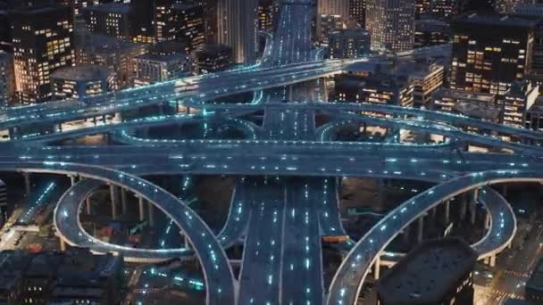 Digital Connections Spreadung Metropolitan City Information Highway Autonomous Vehicles Technologi — 图库视频影像