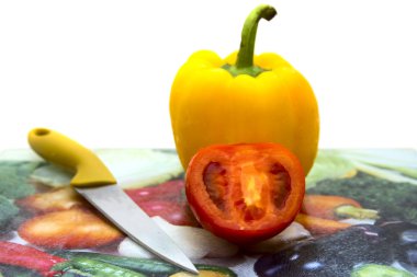 domates, tatlı biber kesme tahtası