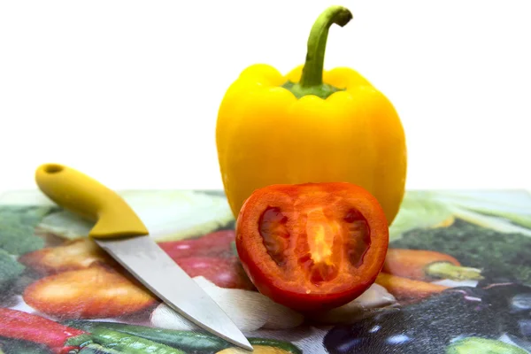 domates, tatlı biber kesme tahtası