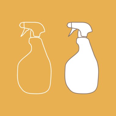 Sprey maketli doğrusal şişe. Sprey deterjan ana hatlı vektör simgesi. Vektör stok illüstrasyonu.