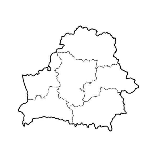 Beyaz Arka Planda Bölgeleri Olan Belarus Haritası Konturlu Vektör Haritası — Stok Vektör