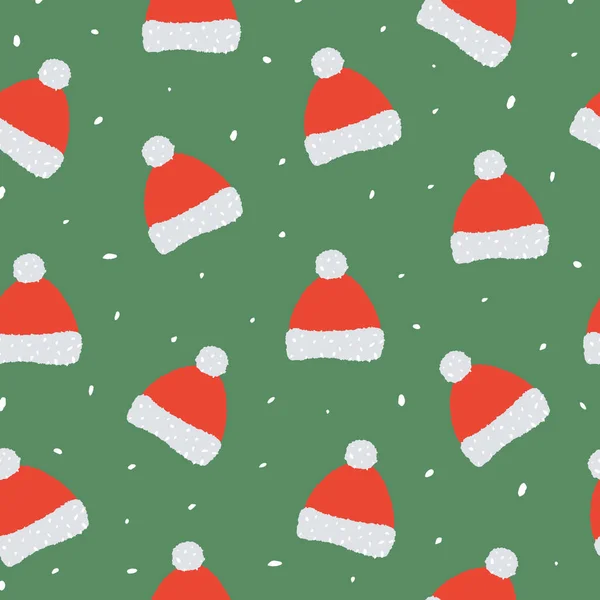 Nahtloses Weihnachtsmützenmuster Ideal Für Weihnachtskarten Dekorationen Einladungen Banner Etiketten Geschenkpapier — Stockvektor