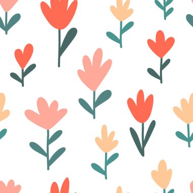 El çizimi çiçekler pürüzsüz desen. El yapımı kumaş, hediye paketi, duvar tasarımı.