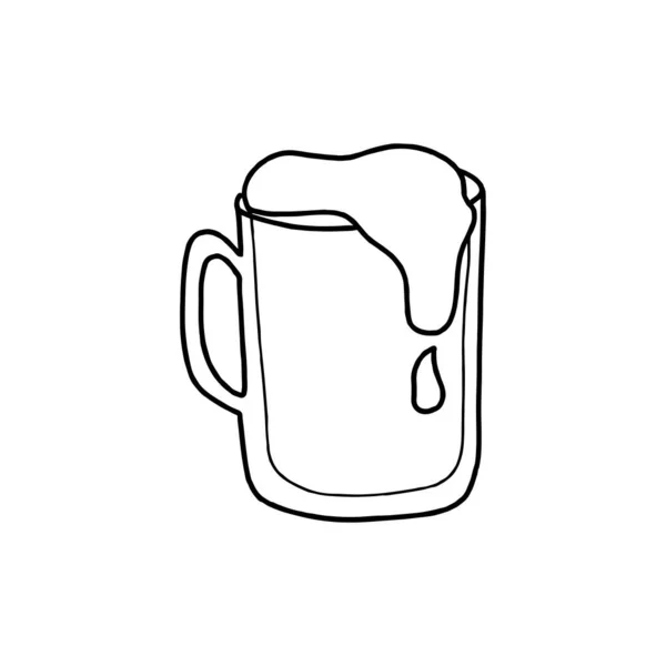 Εικονίδιο Κούπα Μπύρα Σχέδιο Περίγραμμα Απομονωμένο Λευκό Φόντο — Διανυσματικό Αρχείο