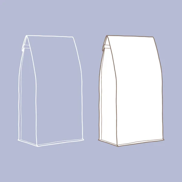 Plastiktüte Für Kaffee Oder Tee Attrappe Verpackungsvorlagen Täuschen Vor Lieferservice — Stockvektor