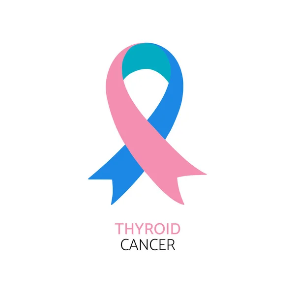 Thyroid Cancer Awareness Symbol Teal Pink Blue Ribbon Vector Illustration — Image vectorielle
