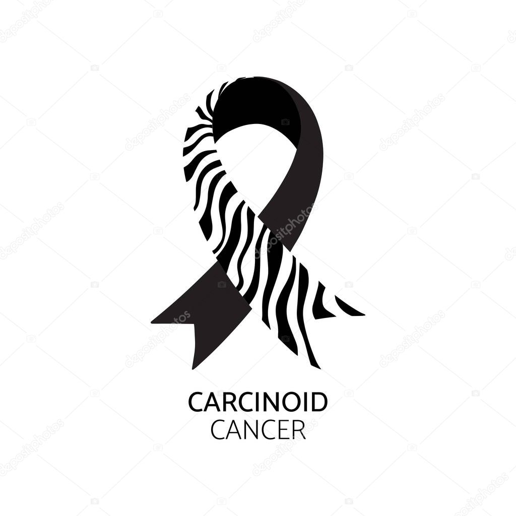 Carcinoid cancer awareness symbol. Zebra print ribbon, vector illustration.