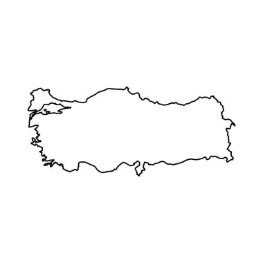 Türkiye 'nin beyaz arka planının ana hatları. Konturlu vektör haritası.