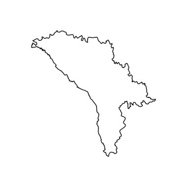 Outline map of Moldova white background. Vector map with contour.