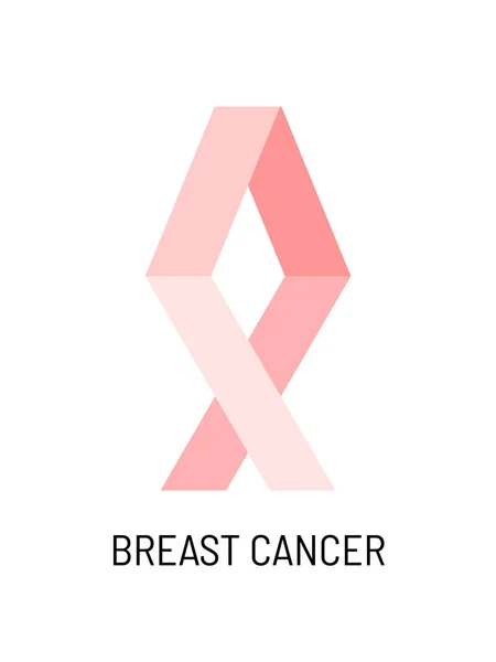 Ruban Rose Symbole Sensibilisation Cancer Sein Journée Mondiale Cancer Sein — Image vectorielle