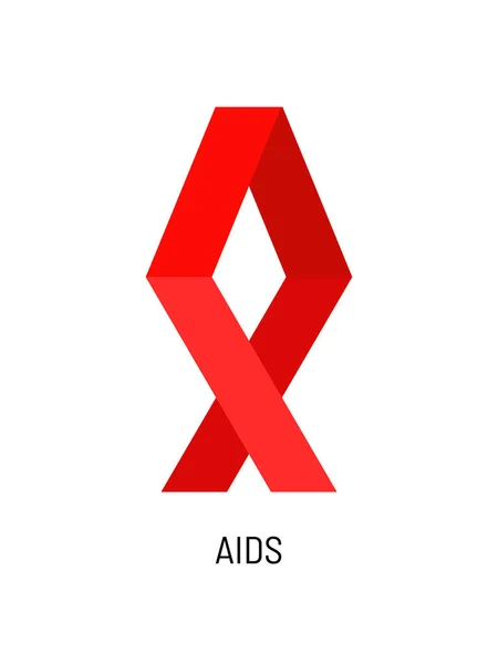 Aids Awareness Symbol Red Ribbon Vector Illustration — Vettoriale Stock