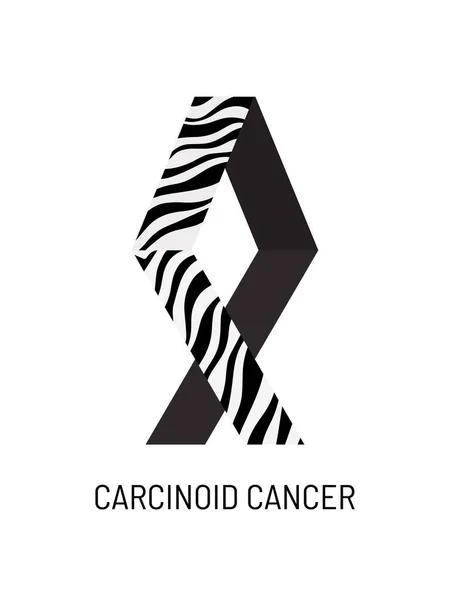 Carcinoid Cancer Awareness Symbol Zebra Print Ribbon Vector Illustration —  Vetores de Stock
