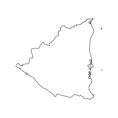 Outline map of Nicaragua  white background. Vector map with contour.