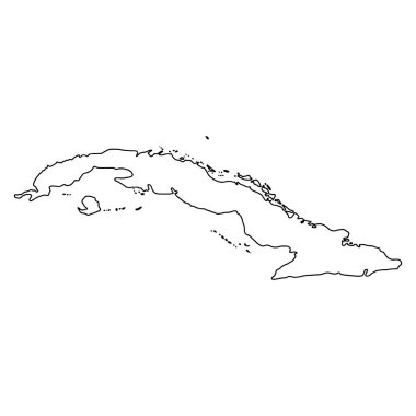 Outline map of Cuba white background. Vector map with contour.