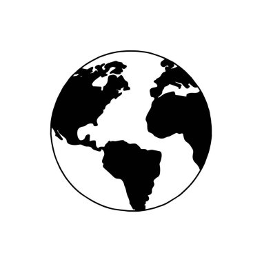 Doğrusal dünya silueti. Küre. Dünya gezegeni. Vektör illüstrasyonu. 