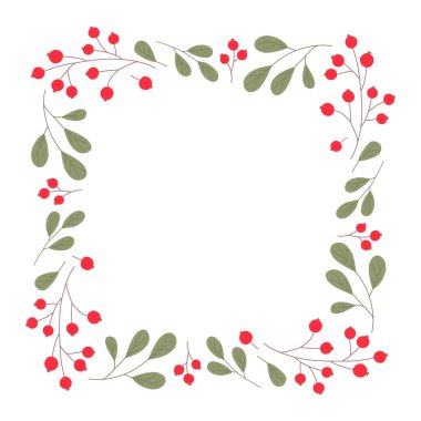 Elegant frame with cranberries. Perfect for wedding invitations, postcards, decor, girl celebrations and more.